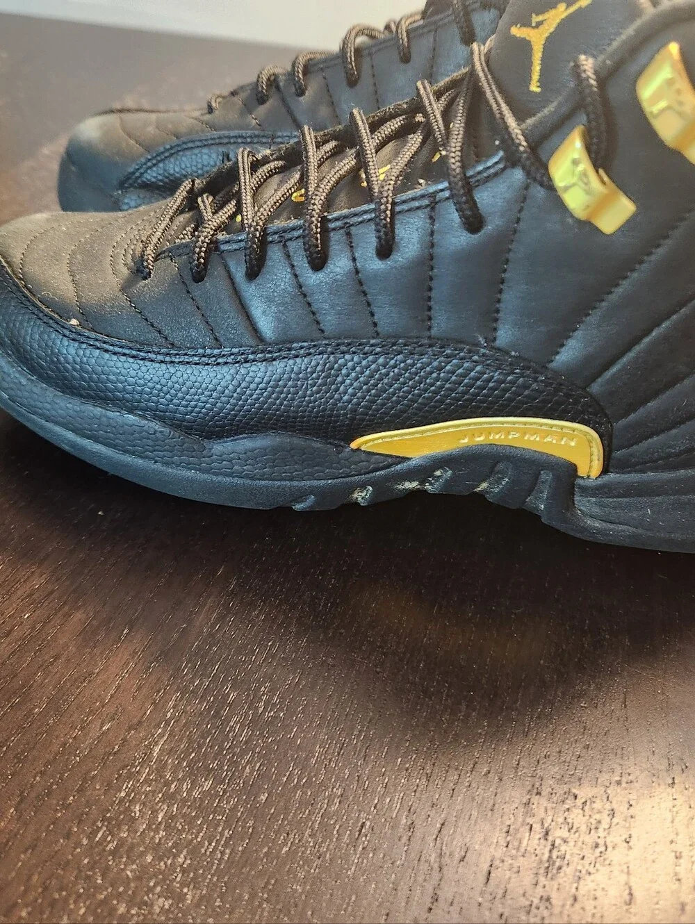 Jordan 13 Black and Gold High-Top Athletic Basketball Shoes.  See Pictures